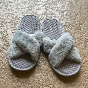 Gray Fuzzy Slides NEW